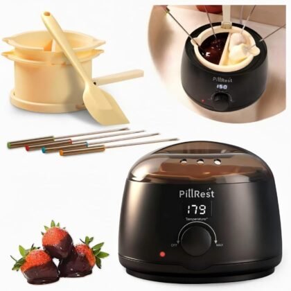 Chocolate Melting Pot, Electric Candy Melter with 2 Non-Stick Silicone Bowls, Digital Display for Real-Time Temperature Control, Fondue Warmer Set for Dipping Chocolate, Cheese, Candy & Cake Pop