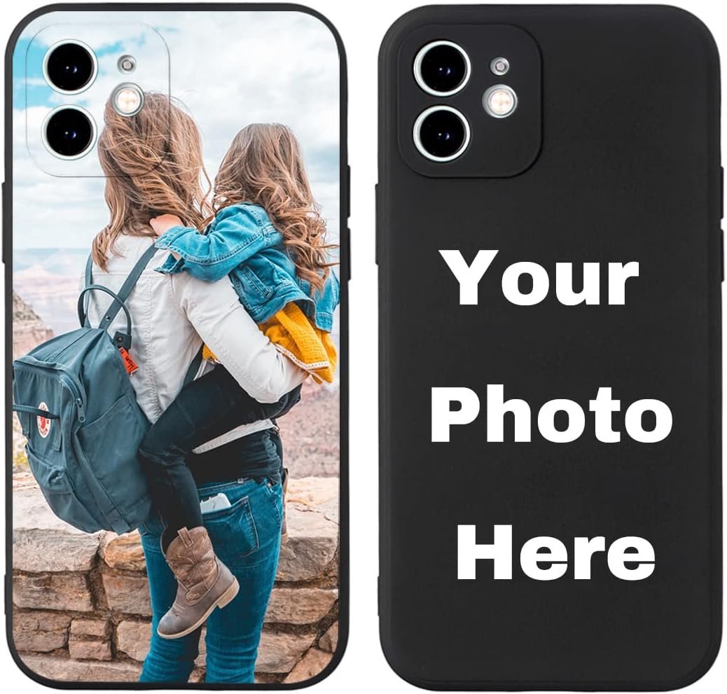 Custom Pictures Phone Case for iPhone 17/16/15/14/13/12/11 Pro Max Mini, Personalized Phone Cases, Customized Photo Black Liquid Silicone Soft Gel Rubber Cover for Birthday Friends Family - Image 3