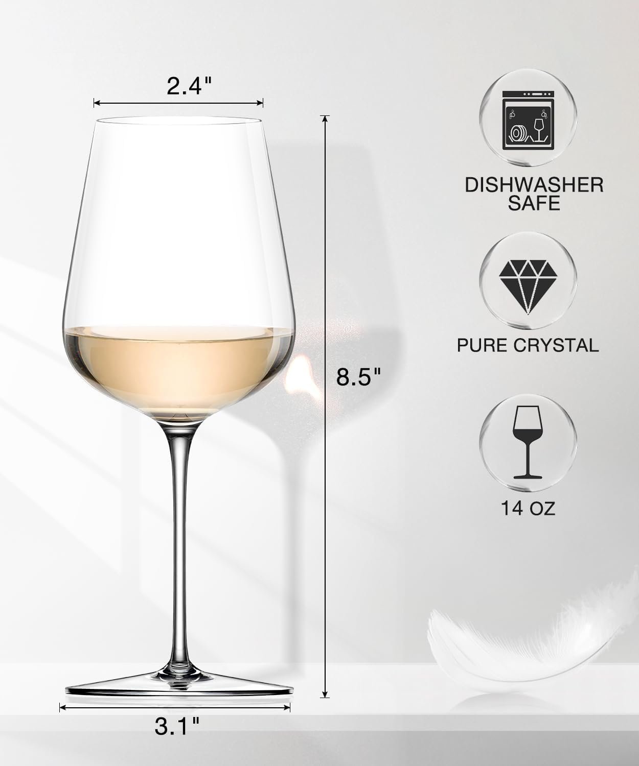 LUNA & MANTHA White Wine Glasses Set of 4, Crystal Wine Glasses with Stem, Hand Blown 14oz, Perfect for Red,White Gift Packaging for Daily Use, Father's Day, Wedding Anniversary or Birthday - Image 5