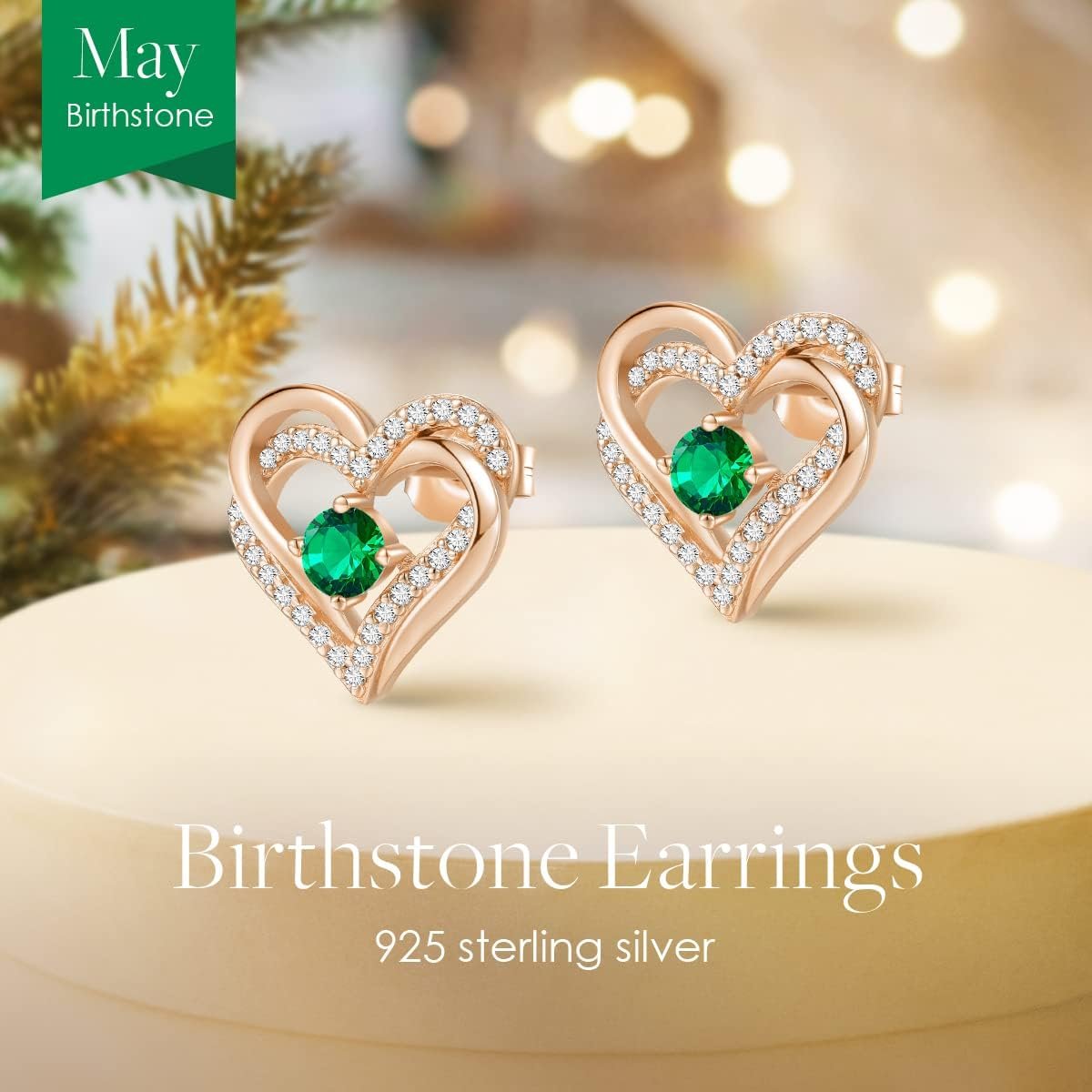 CDE Forever Love Heart Stud Earrings for Women, 925 Sterling Silver Birthstone Heart Stud Earrings Christmas Day Mother's Day Gift Anniversary Birthday Jewelry Gifts for Women Wife Her - Image 4
