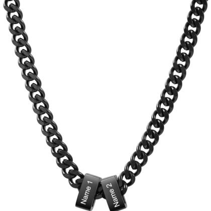 Custom Name Necklace for Men - Personalized Stainless Steel Cube Chain with Names, Mens Chain Necklaces Engraving Jewelry for Men Valentine's Day Birthday Gifts for Dad Husband Son