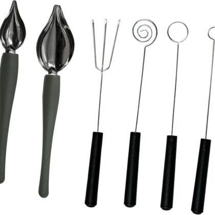 4 Chocolate Dipping Tools Set Candy Dipping Tools+2 Culinary Decorating Spoons,Stainless Steel Chef Art Pencil Spoons,Plated Decoration Spoon for Decorative Plates Cake Creamer Coffee