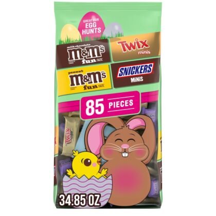 M&M'S Milk Chocolate, M&M's Peanut, SNICKERS & Twix Milk Chocolate Fun Size and Mini Assorted Easter Candy for Easter Basket Fillers, Eggs, 34.85 Ounce Bag