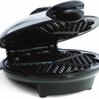 Euro Cuisine WM520 Heart Shaped Iron Waffle Maker - Eco-Friendly PTFE and PFOA Free Non Stick Plates, Perfect for V-Day & Special Occasions, 8-Inch
