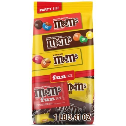 M&M'S Milk Chocolate, Peanut & Peanut Butter Fun Variety Pack, Party Size, 19.41 Oz Bulk Candy Bag (1.36 Pounds)