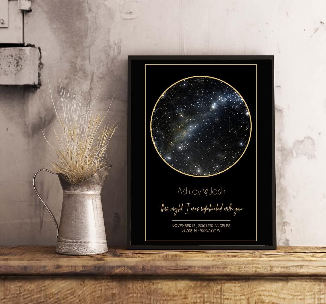Personalized Star Constellation Map Print, Minimal Star Chart, Night Sky Poster 8st - Image 3