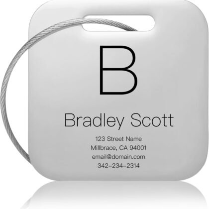 Customized Stainless Steel Luggage Tags: Personalize Your Suitcases, Backpacks, and Bags with Your Text (Silver)