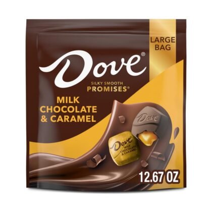 DOVE PROMISES Milk Chocolate & Caramel Candy, Chocolates Individually Wrapped, Candy Bulk Bag, 12.67 Oz Large Bag