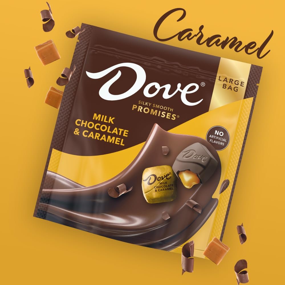 DOVE PROMISES Milk Chocolate & Caramel Candy, Chocolates Individually Wrapped, Candy Bulk Bag, 12.67 Oz Large Bag - Image 4