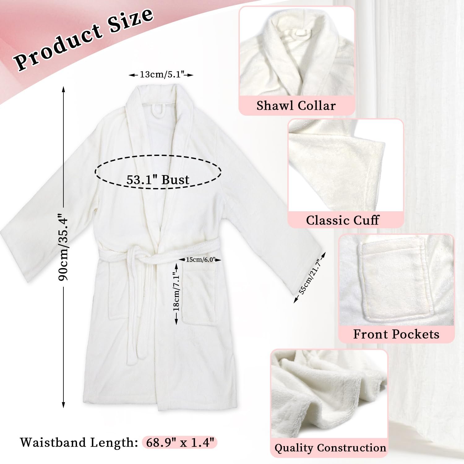 Birthday Gifts for Women, Bathrobe Set, Spa Robe and Slippers set with Scented Candle Self Care 7 Pack for Christmas Thanksgiven Valentine's Day Gift Unique for Her - Image 2