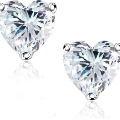 "STUNNING FLAME" Trillion-cut/Cushion-cut/Emerald-cut/Marquise-cut ... 18K White Gold Plated Sterling Silver Cubic Zirconia Simulated Diamond Stud Earrings for Women