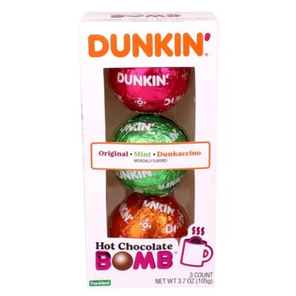 Dunkin' Hot Chocolate BOMB Gift Set, 3 Flavors: Original, Mint, Dunkaccino, 3.7 oz, Cocoa Stocking Stuffer