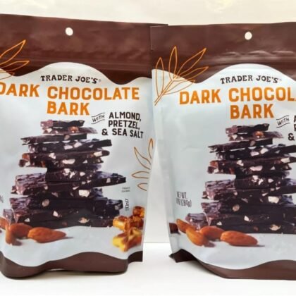 Trader Joe Dark Chocolate Bark with Almonds Pretzel & Sea Salt 10oz 284g (Two Bags)
