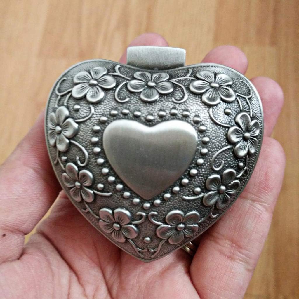 Hipiwe Vintage Heart Shape Jewelry Box - Small Antique Ring/Earrings/Necklace Storage Organizer Case, Metal Treasure Chest Trinket Keepsake Gift Box for Women - Image 8