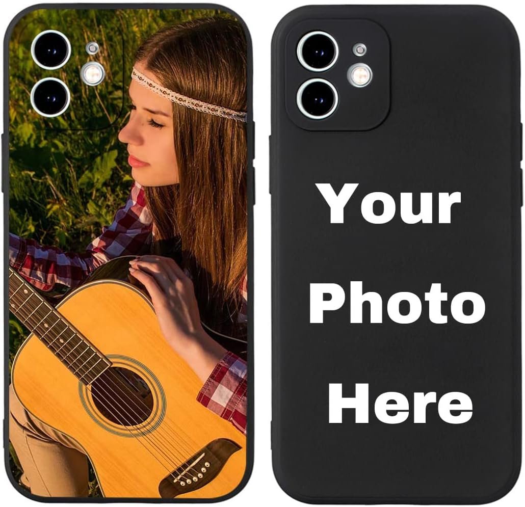 Custom Pictures Phone Case for iPhone 17/16/15/14/13/12/11 Pro Max Mini, Personalized Phone Cases, Customized Photo Black Liquid Silicone Soft Gel Rubber Cover for Birthday Friends Family - Image 4