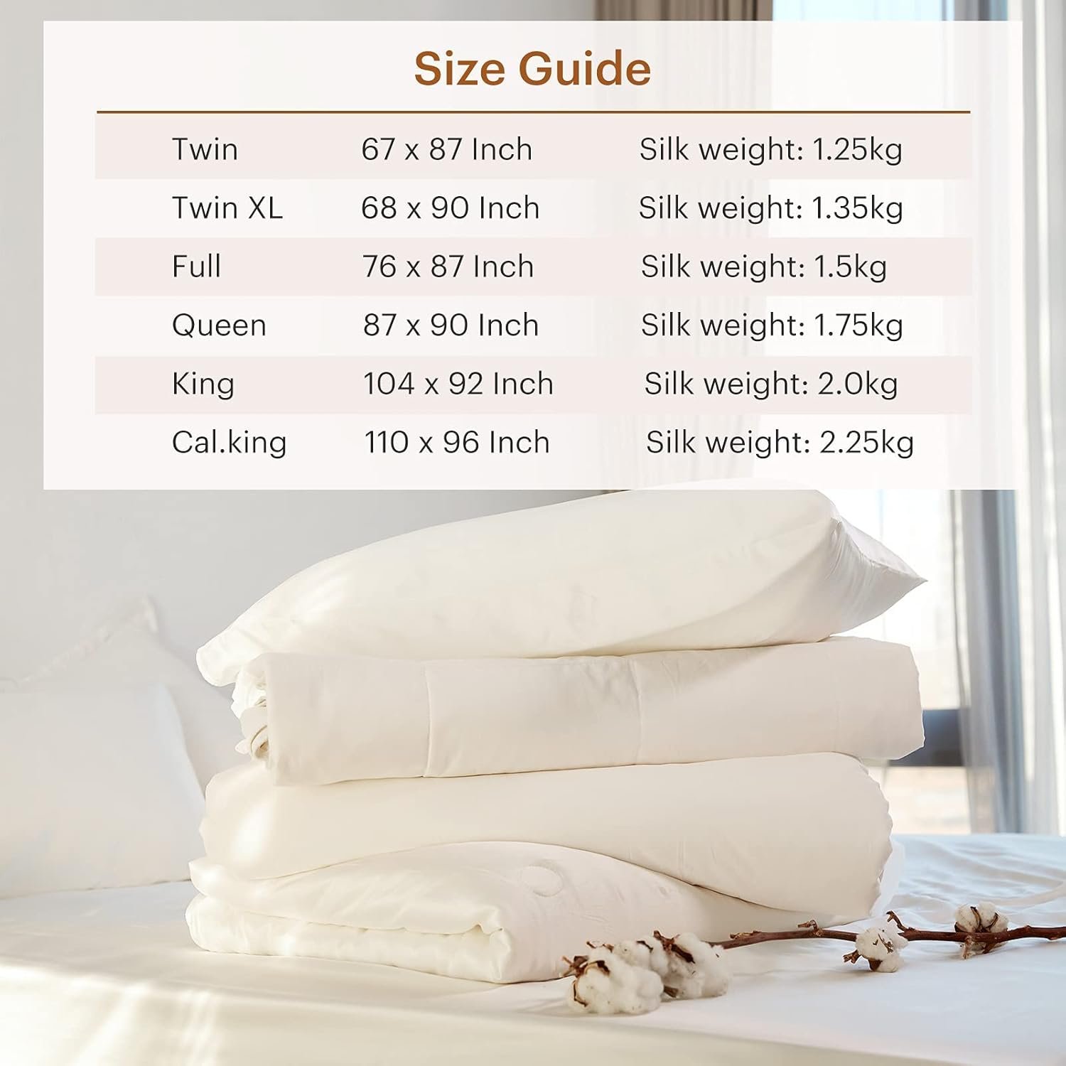 LilySilk All Season Silk Comforter/Duvet/Quilt, 100% Silk Floss Filling with 100% Cotton Cover King(104x92 Inch,Silk Weight:2.0kg) - Image 6
