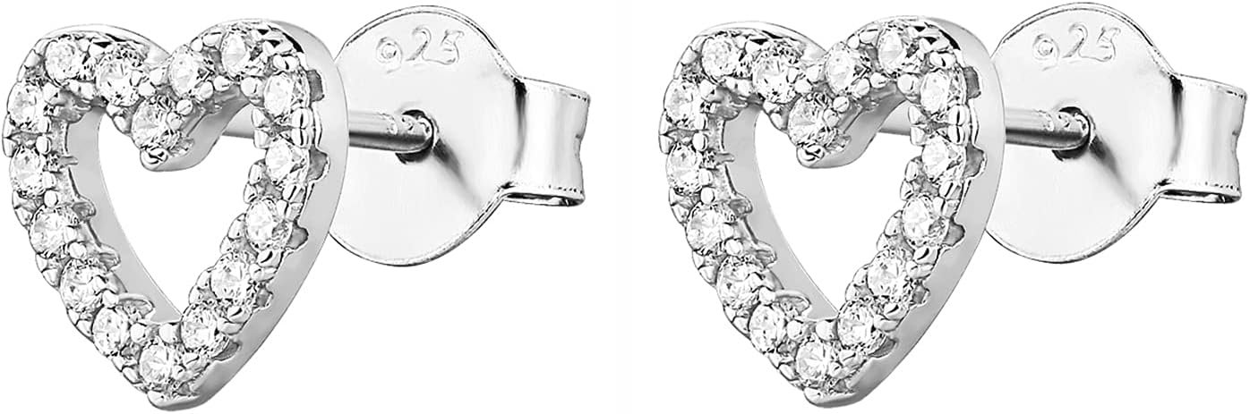 PAVOI 14K Gold Plated 925 Sterling Silver Stud Earrings for Women - Dainty Geometrical Bar Triangle Heart Earrings - Valentines Day Trendy Jewelry - Image 3