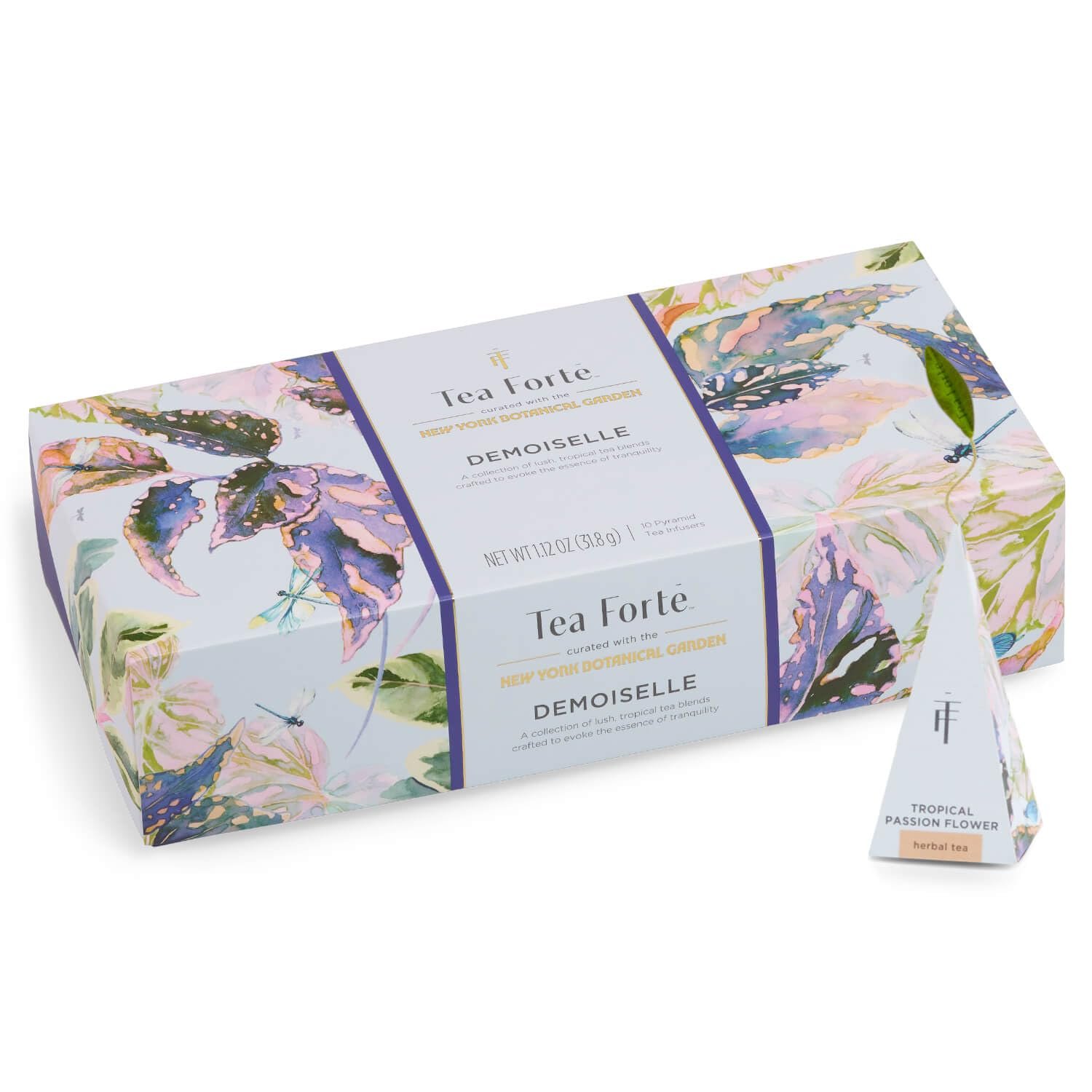 Tea Forte Premium Petite Presentation Box Gift Set Sampler, 10 Count, 2 of Each Blend Individually Wrapped Handcrafted Pyramid Infuser Bags, Demoiselle Tea