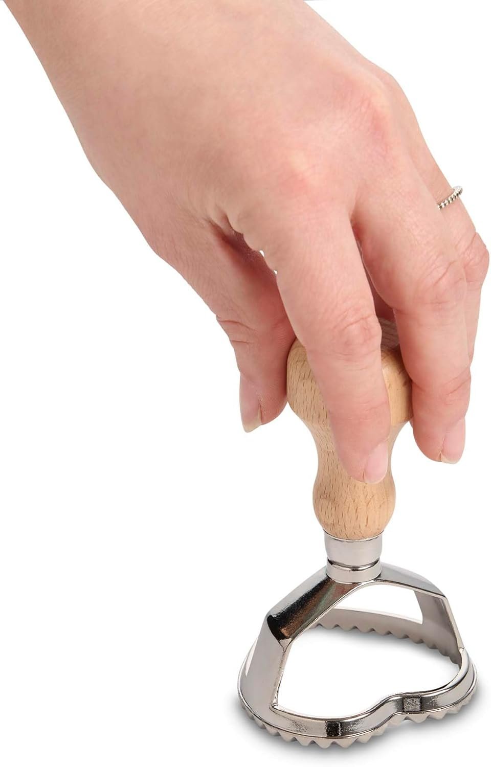 Fante’s Ravioli Maker Stamp With Wooden Handle, Fluted Heart Shape, For Homemade Pasta, Cookies, Everyday Meals, And Holidays, 2.5-Inch - Image 3