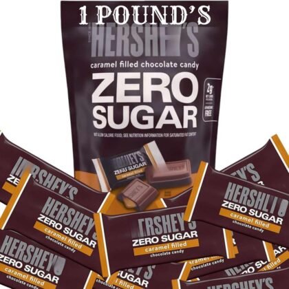 Zero Sugar Caramel Filled Chocolate, 16 Ounces, Sugar-Free Candy Bar, Low Carb,