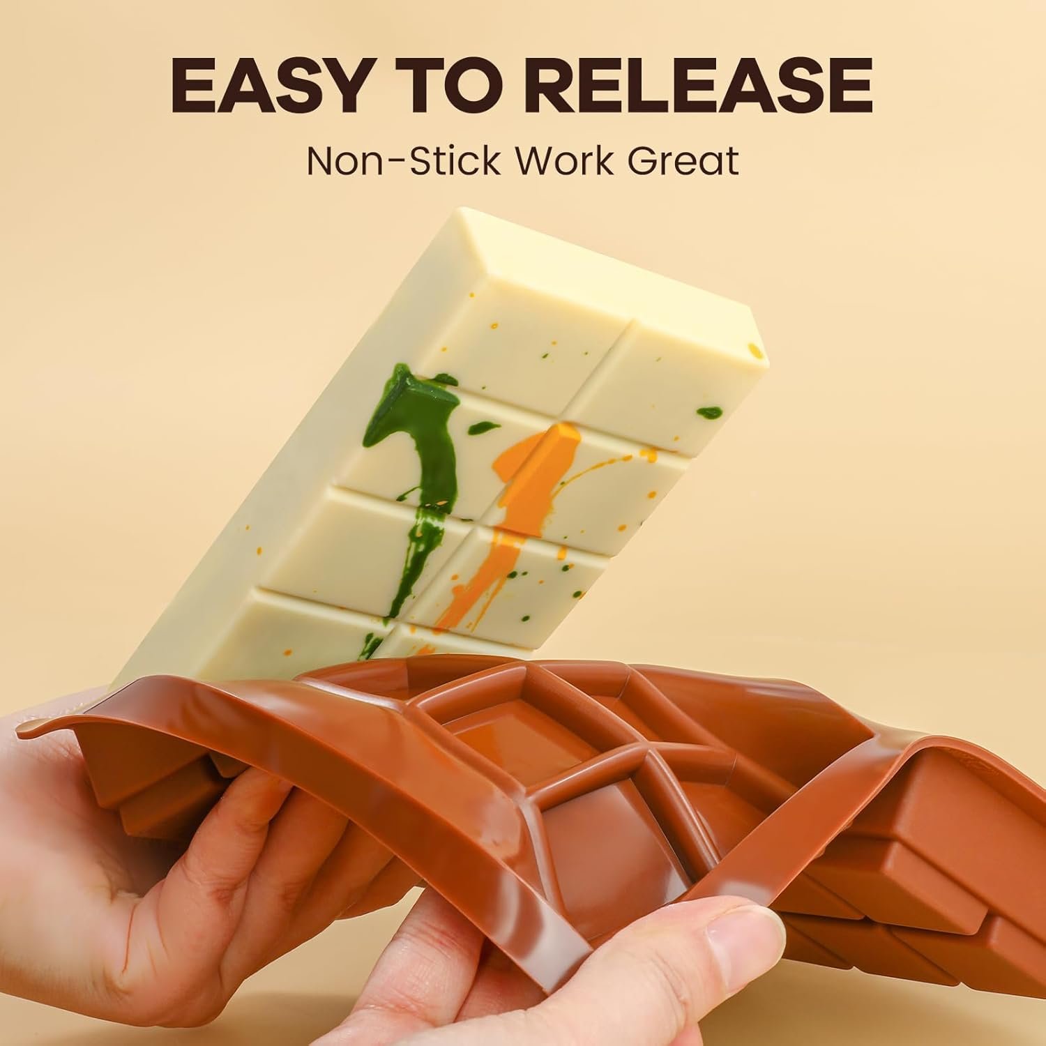 Dubai Chocolate Molds 1 Inch Deep, Silicone Chocolate Bar Mold – Non-Stick, Flexible, Large and Thick Homemade Chocolates, Candies, and Desserts - Set of 1 - Image 2