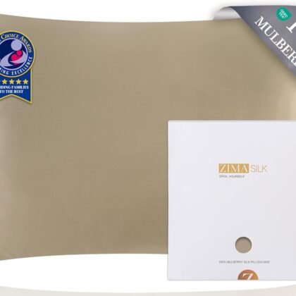 ZIMASILK 100% Pure Mulberry Silk Pillow Cases for Hair and Skin, Soft, Hypoallergenic & Smooth, Both Sides Grade 6A Silk, with Hidden Zipper, Gift for Women Men, 1pc (Queen 20''x30'', Taupe)