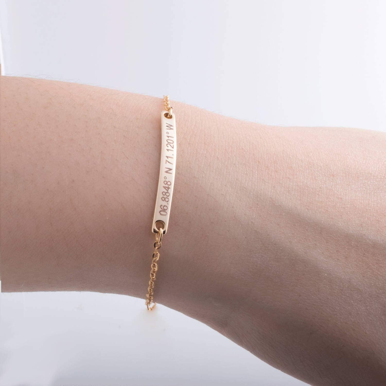 Petite Boutique Personalized Coordinate Bracelet 16K Plated Gold Rose Gold Silver Birthday Christams Bridesmaids Gift Longitude Longitude Customized - Image 4