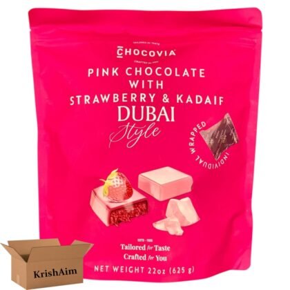 Chocoviia Pink Chocolate with Strawberry & Kadaif, Dubai Style, Individually Wrapped, Premium Strawberry Filling, Crispy Kadaif Texture, 22 oz (625 g) Bag