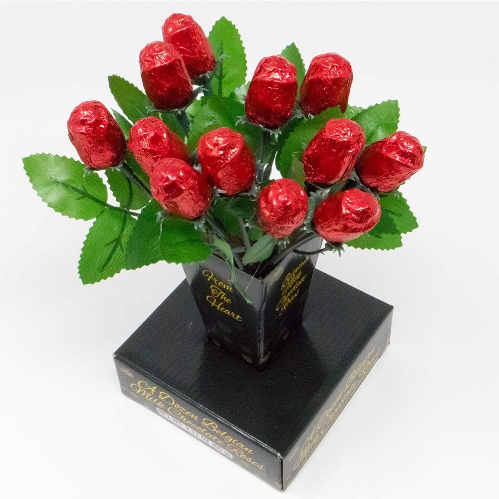 One Dozen Belgian Milk Chocolate Roses in Gift Box | Edible Bouquet Flower - Gift | Sweet Love Her Wife Girlfriend Daughter (1 Gift Box, Sweetheart Chocolate Roses) - Image 8