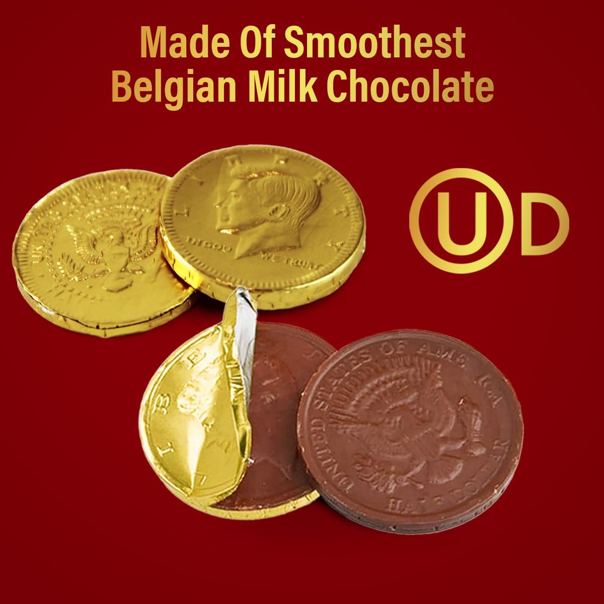 Belgian Milk Chocolate Gold Coins Bulk - 21.2oz Approx 115 Individually Wrapped Large Chocolate Coins Box For Hanukkah Gelt, Holdiay Party Favors, & Treats - OU-D Kosher - Image 2