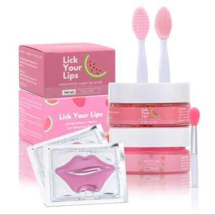 6-in-1 Lip Care Kit With Lip Sleeping Mask, Silicone Brush, Sugar Lip Scrub, Lip Mask Sheet to Reveal Luscious, Lip Exfoliator Scrub to Soft Lips – Korean Lip Therapy Set for a Fuller