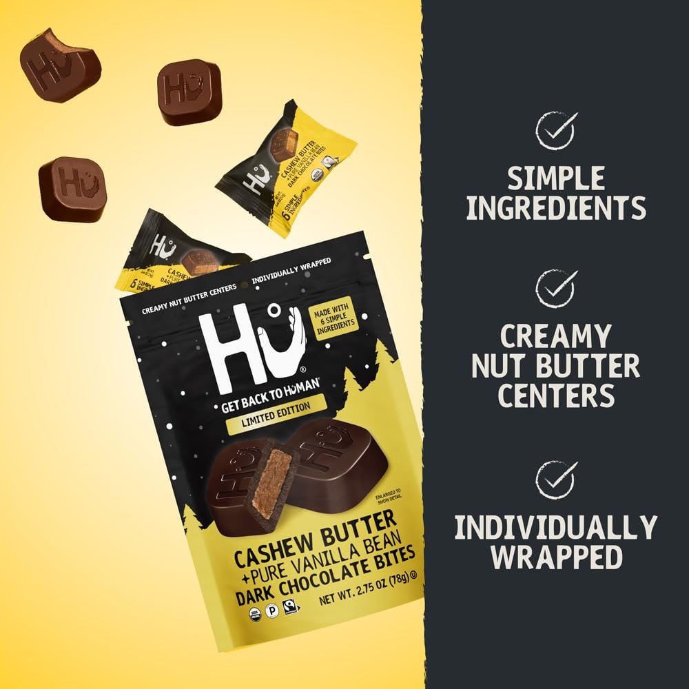 HU KITCHEN Cashew Butter Pure Vanilla Bean Dark Chocolate Bites, 2.75 OZ - Image 8
