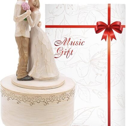 Music Box Lovers Gifts,Couple Hugging Sculpted Statue,Hand-Painted Collectible Figurine,Christmas Birthday Festival Musical Gift Home Office Studio Decoration,Plays Can't Help Falling in Love