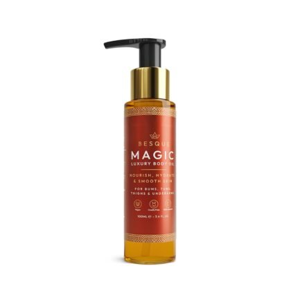 Besque Magic Body Oil, 3.4 FL OZ, After Shower Body Oil For Women, Hydrating Skin Care For Full Body That Plumps, Tightens, and Firms Skin With Natural Ingredients, Luxury Spa Gifts - Pack of 1