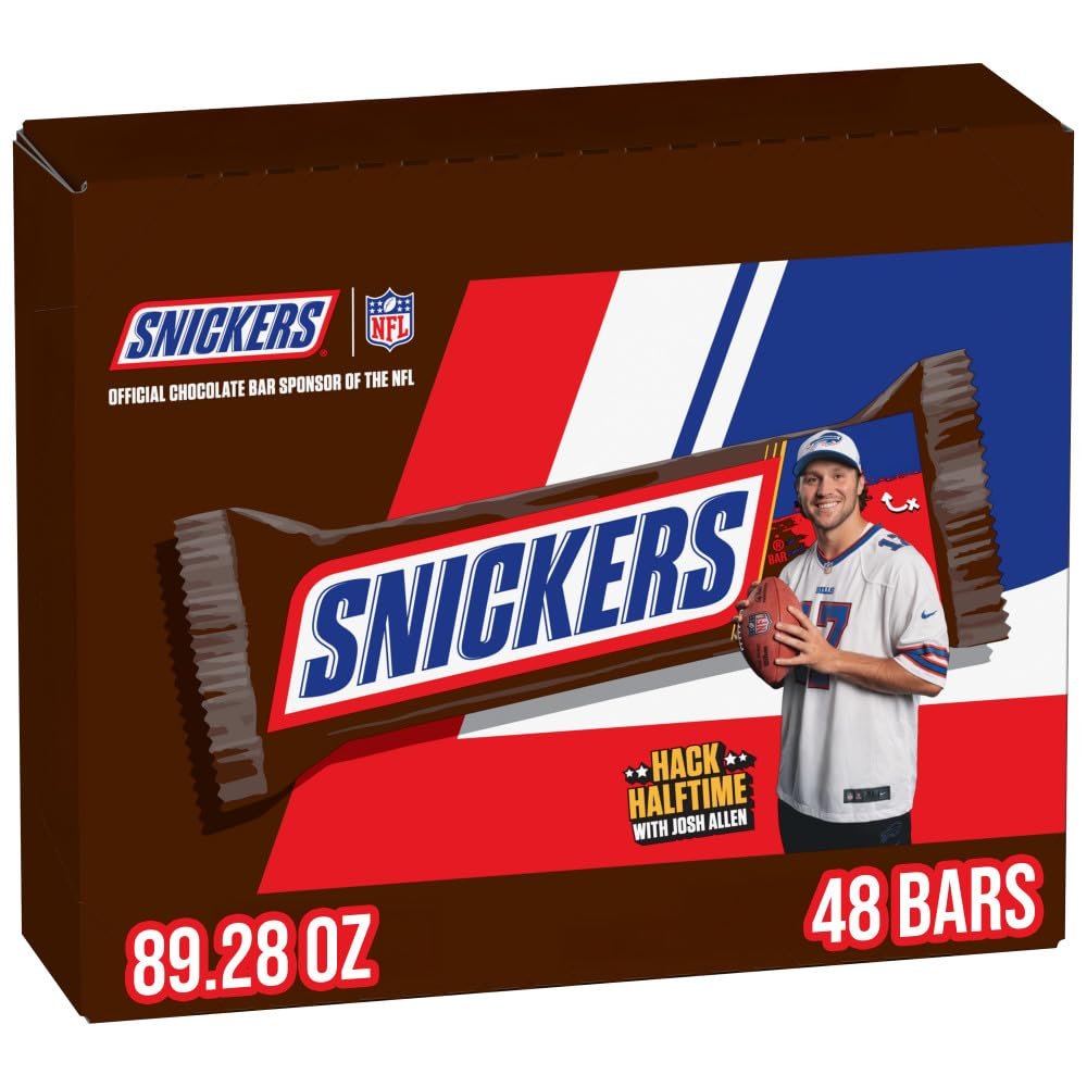 SNICKERS Full Size Bulk Milk Chocolate Candy Bars, 1.86 oz Bar, 48 ct Box