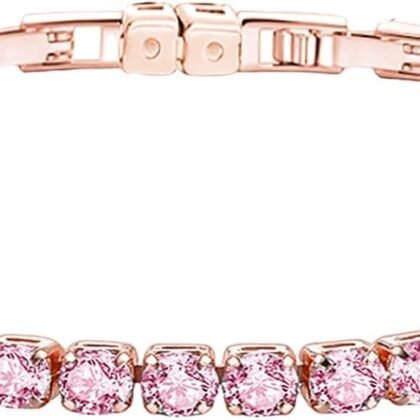 HEEYA Birthstone Jewelry for Women,White Gold Plated Birthstone Bracelets,Tennis Bracelets with Cubic Zirconia,Slider Rhinestone Bracelet,Birthday Christmas Jewelry Gifts for Wife Daughter Sister