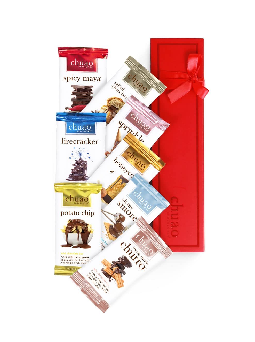 Chuao Chocolatier Taste the Joy Assorted Mini Gourmet Chocolate Bars Gift Box | Milk and Dark Chocolate Flavor Variety Sampler For Birthday, Mother’s and Father’s Day, Thank you, Corporate Gift Baskets | 8 Bars - Image 5