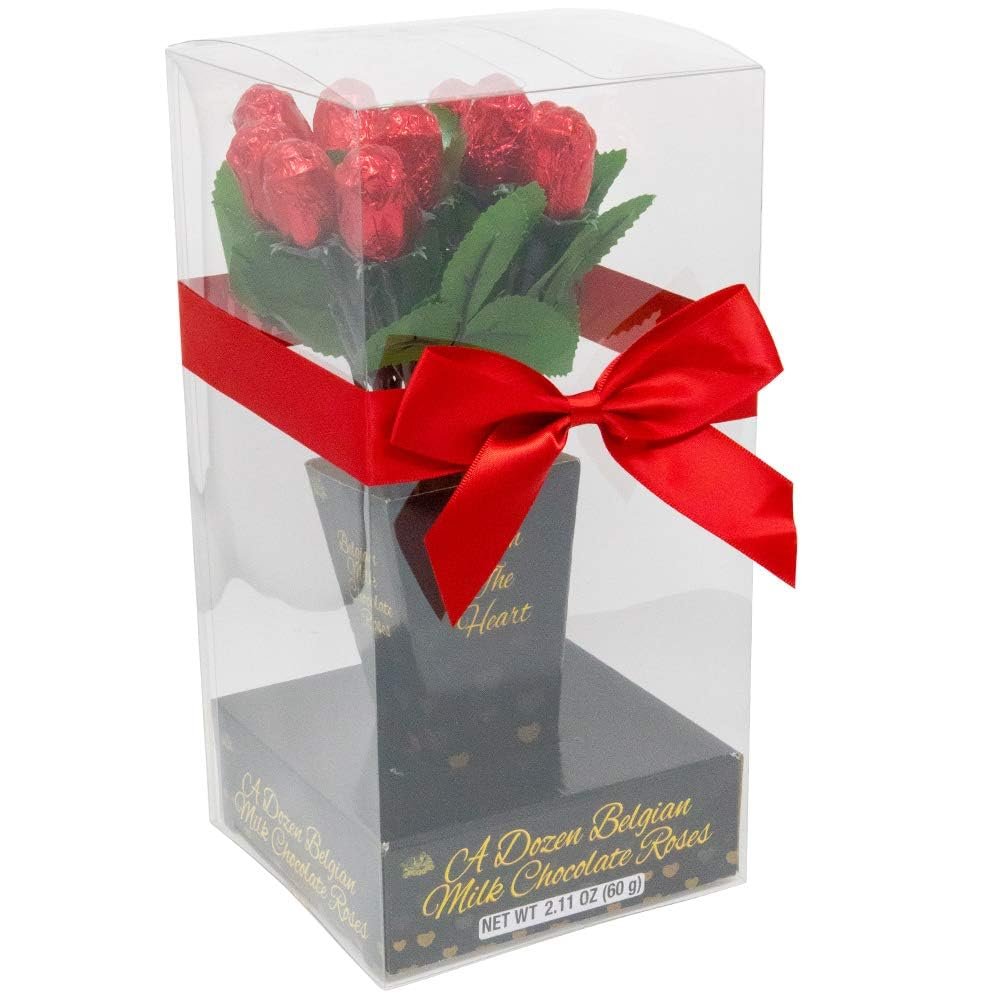 One Dozen Belgian Milk Chocolate Roses in Gift Box | Edible Bouquet Flower - Gift | Sweet Love Her Wife Girlfriend Daughter (1 Gift Box, Sweetheart Chocolate Roses) - Image 7