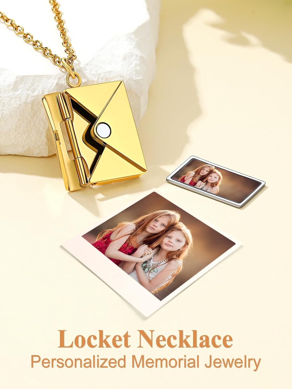 Custom4U Personalized Envelope Necklace with Picture Message Custom Love Letter Locket Necklace for Women Silver/Gold/Rose Gold/Black Birthday Mothers Day Photo Jewelry Gifts for Mom Wife (Gift Box) - Image 4