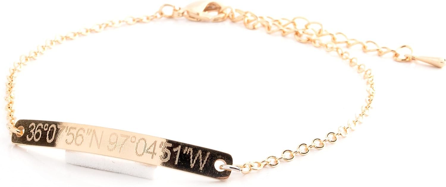 Petite Boutique Personalized Coordinate Bracelet 16K Plated Gold Rose Gold Silver Birthday Christams Bridesmaids Gift Longitude Longitude Customized