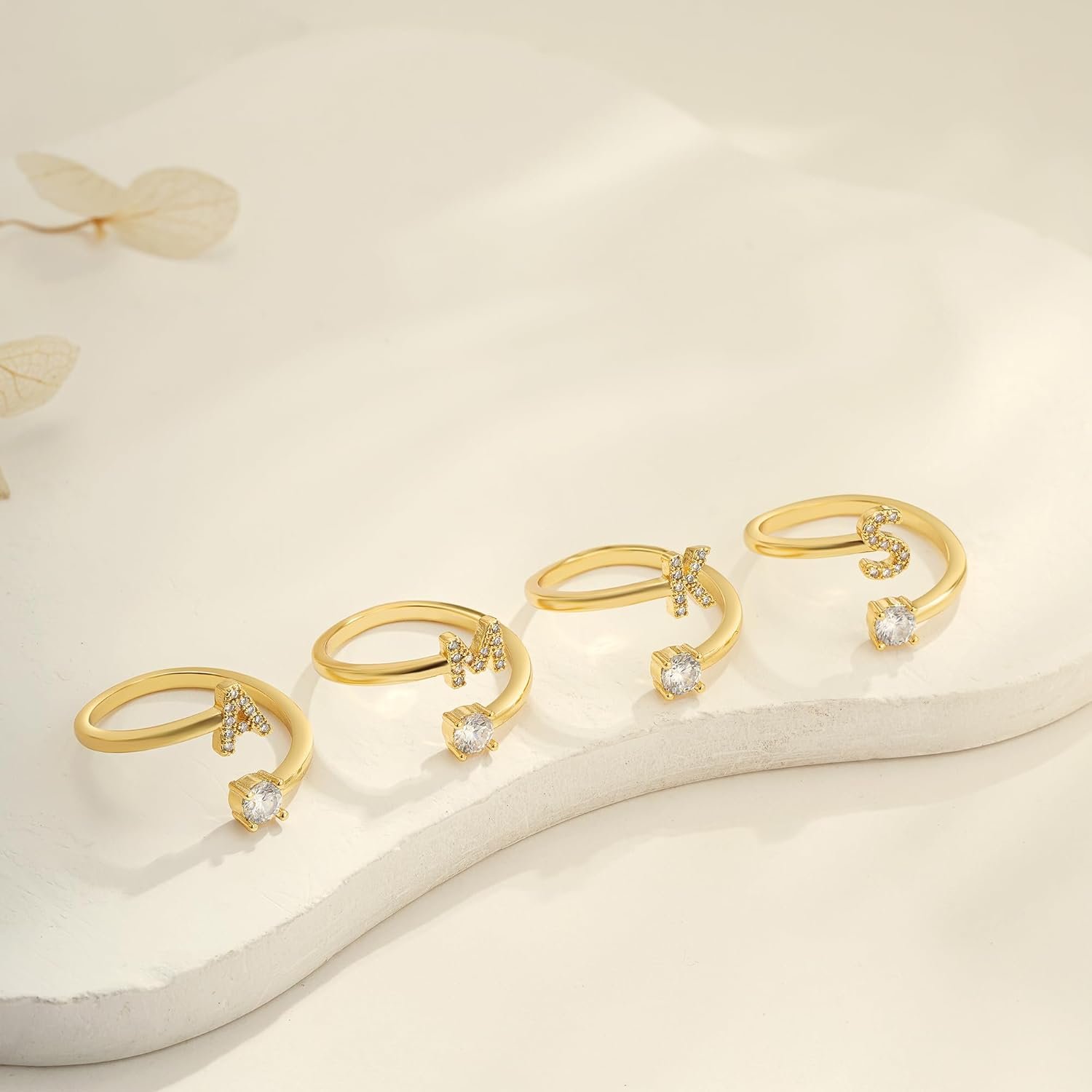 Valentines Day Gifts for Kids Teen Girls - Initial Rings, Dainty 14K Gold Plated Adjustable Letter Rings Teen Girls Gift Trendy Stuff Non Tarnish Ring Birthday Valentines Day Gifts Jewelry - Image 6