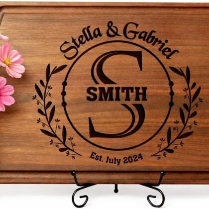 Personalized Christmas Gifts - Custom Engraved Wood Cutting Boards - Unique Christmas, Wedding, Bridal Shower, Anniversary, Housewarming, Real Estate Closing Gift Idea For Couples, Friends, Family