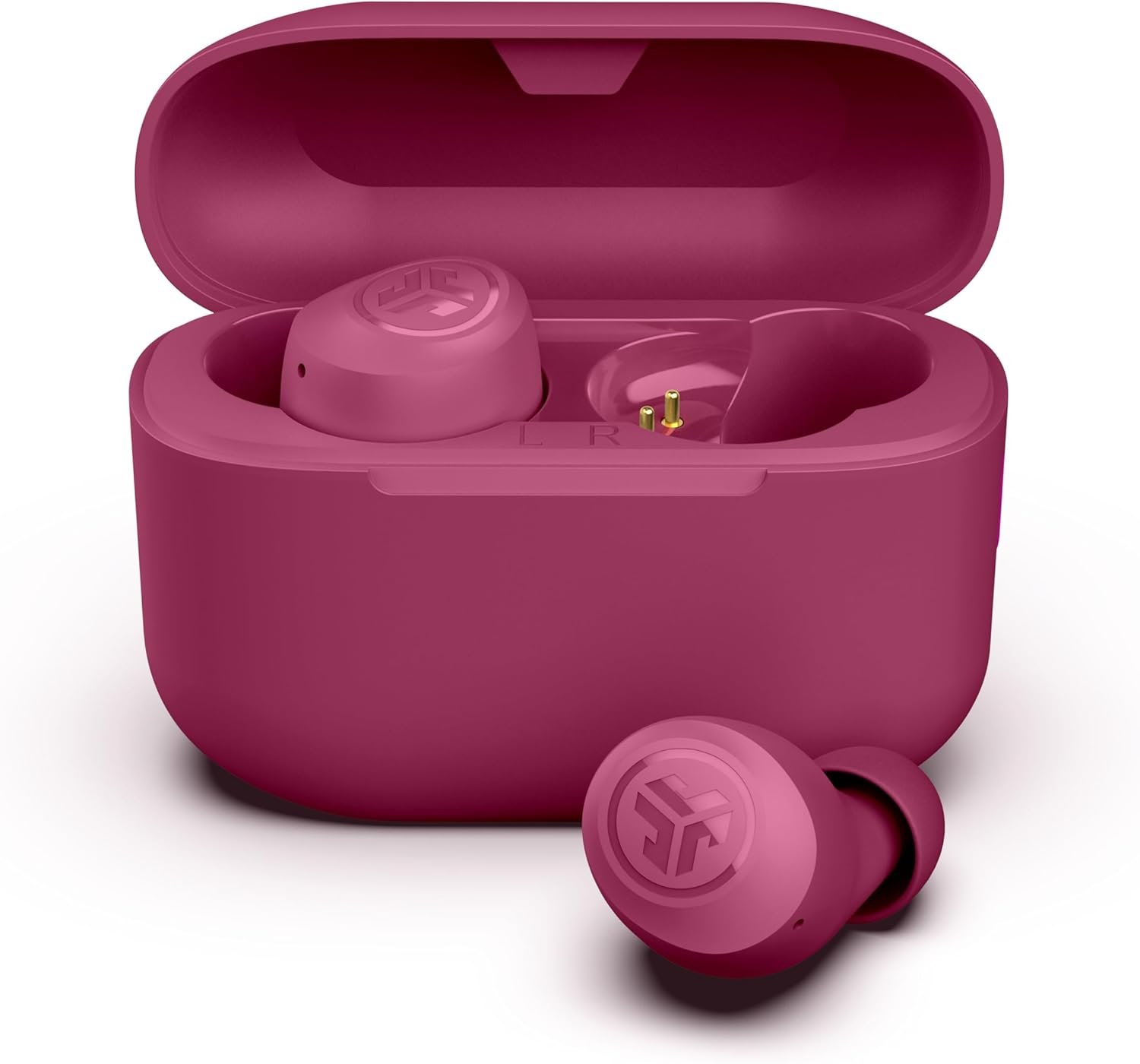 JLab Go Air Pop+ True Wireless Earbuds, in Ear Headphones, Bluetooth Earphones, 35H Playtime Ear Buds, Bluetooth Earbuds with Microphone, USB-C Charging Case, Dual Connect, EQ3 Sound, Dark Pink
