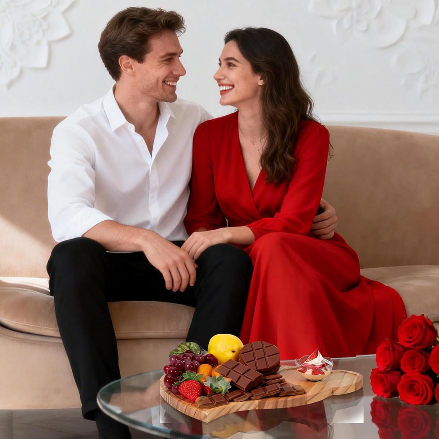 Heart Charcuterie Boards - Valentines Bamboo Cutting Heart Shaped Decoration Decor Supplies, Wood Serving Tray, Food Platter Valentines Gifts - Image 5