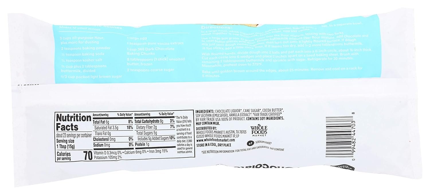 365 by Whole Foods Market, Dark Chocolate Baking Chunks, 12 Ounce - Image 4