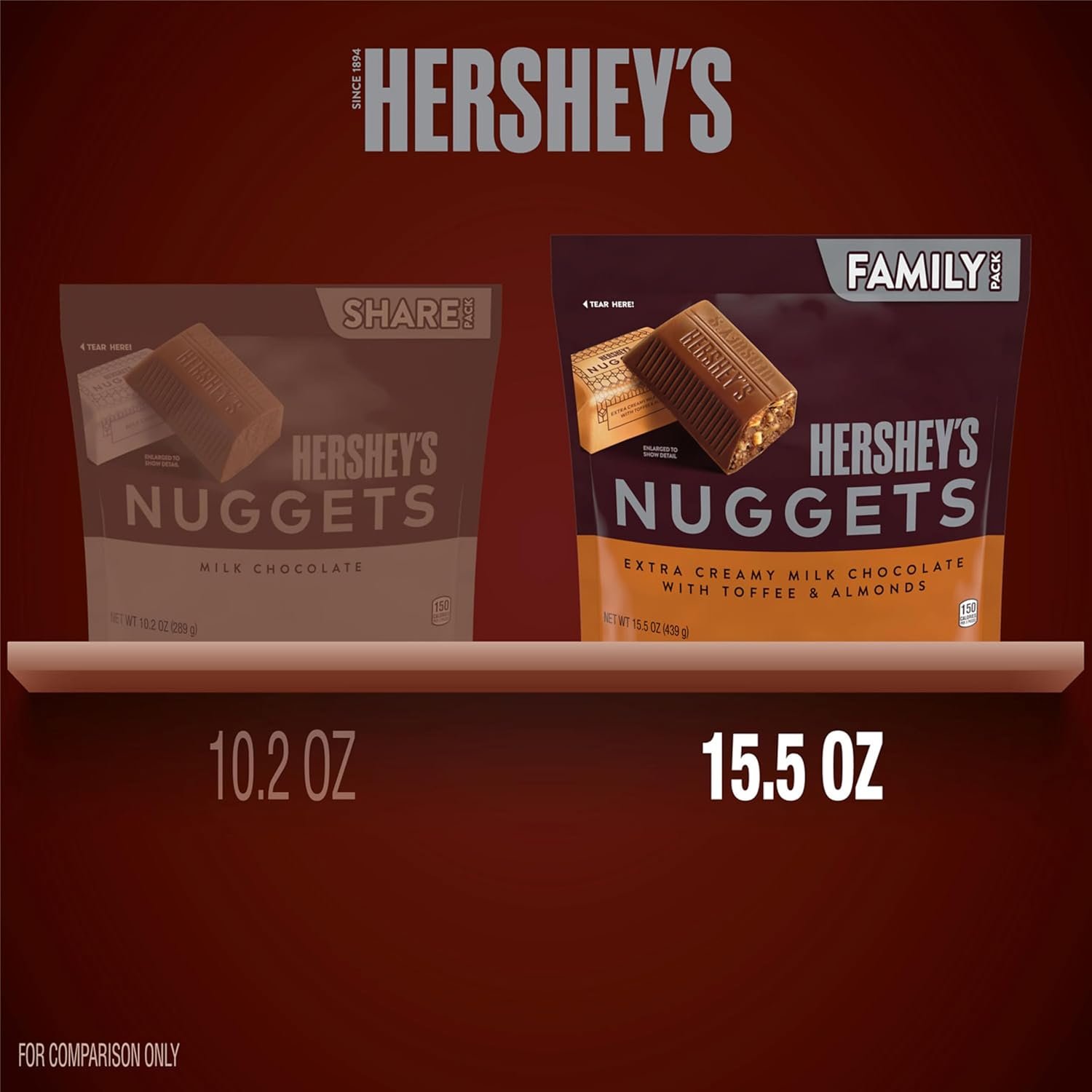 Hersheys Nuggets Extra Creamy Milk Chocolate, Toffee And Almonds Candy Bars, Individually Wrapped, 439g Share Pack - Image 4