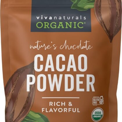 Organic Cacao Powder, Unsweetened, 2 lb (907 g) – Rich Dark Chocolate Flavor, Perfect for Baking, Smoothies & Hot Chocolate – Vegan, Keto, Paleo, Non-GMO & Gluten-Free Cocoa Powder