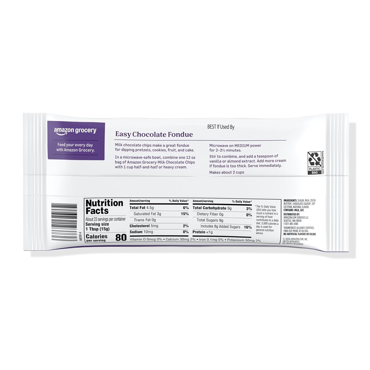 Amazon Grocery, Milk Chocolate Chips, 12 Oz (Previously Amazon Fresh, Packaging May Vary) - Image 2