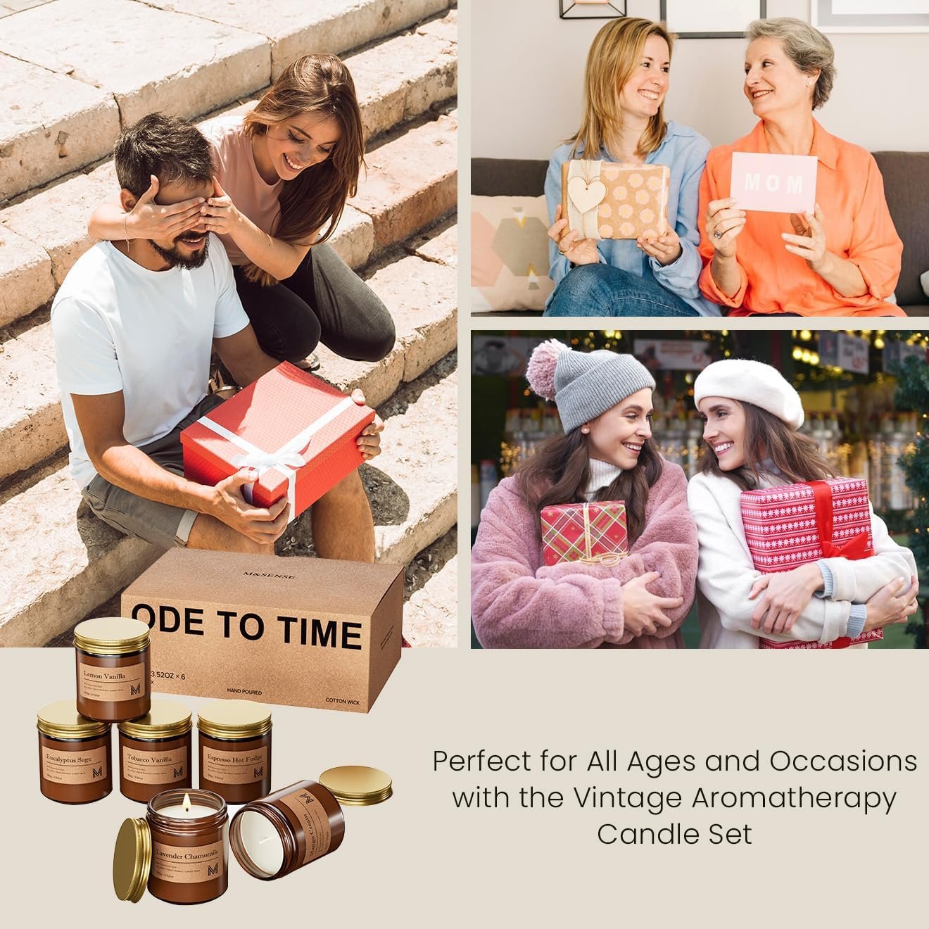 M&SENSE 6 Pack Christmas Candle Gift Set, Aromatherapy Candle Gift for Men and Women, Soy Wax Candles Home Scented, Long Lasting Amber Jar Xmas Candles for Christmas, Thanksgiving, Holiday - Image 7