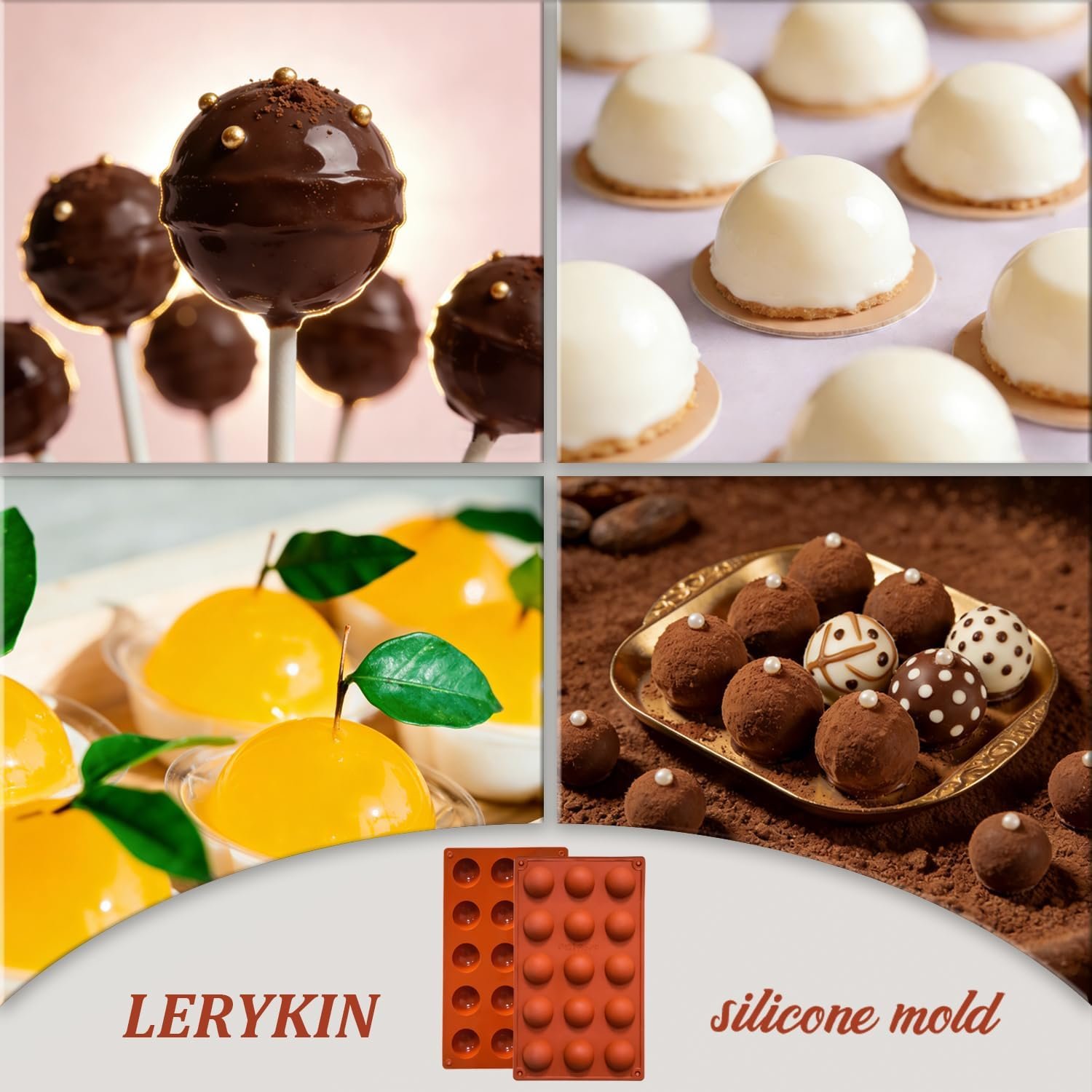 Small 15-Cavity Semi Sphere Silicone Molds Non-Stick,2 Packs Half Sphere Silicone Baking Molds for Making Jelly, Chocolates and Cake - Image 6
